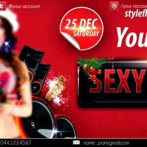 Sexy santa party PSD Flyer Template