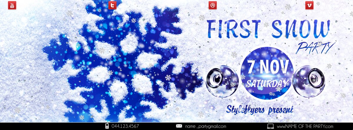First snow party1 PSD Flyer Template