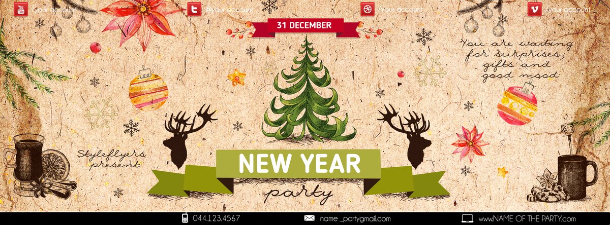 New Year party PSD Flyer Template