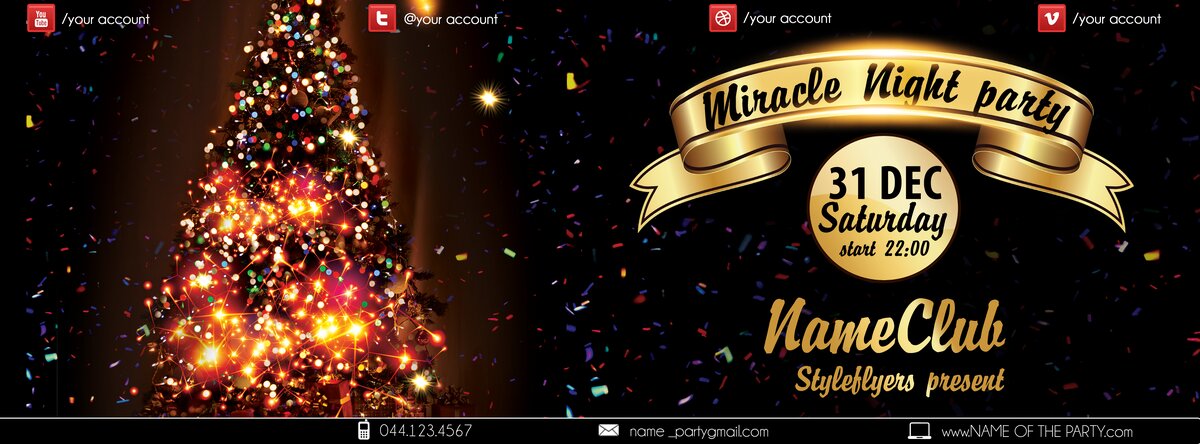 Miracle Night party PSD Flyer Template