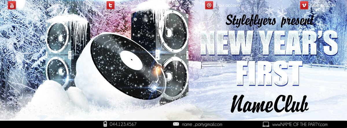 New Year’s First Party PSD Flyer Template