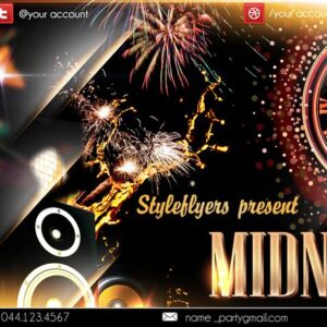Midnight kiss party PSD Flyer Template