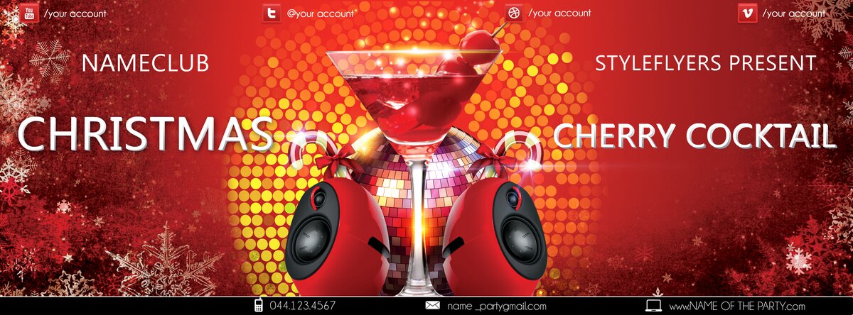 CHRISTMAS CHERRY COCKTAIL PSD Flyer Template
