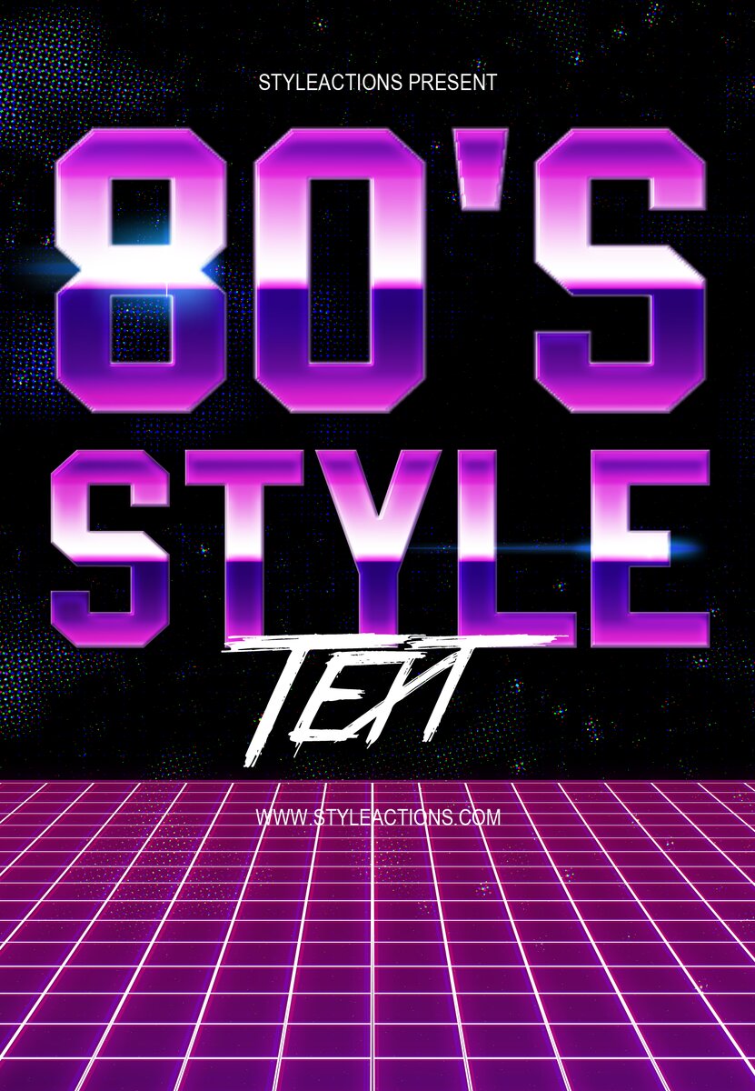 80s Style Text PSD Action