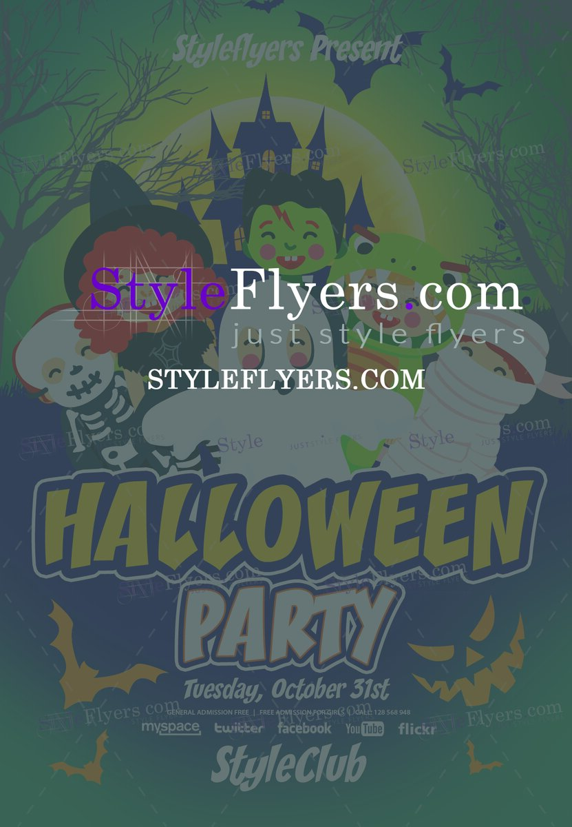 kids Halloween Party PSD Flyer Template