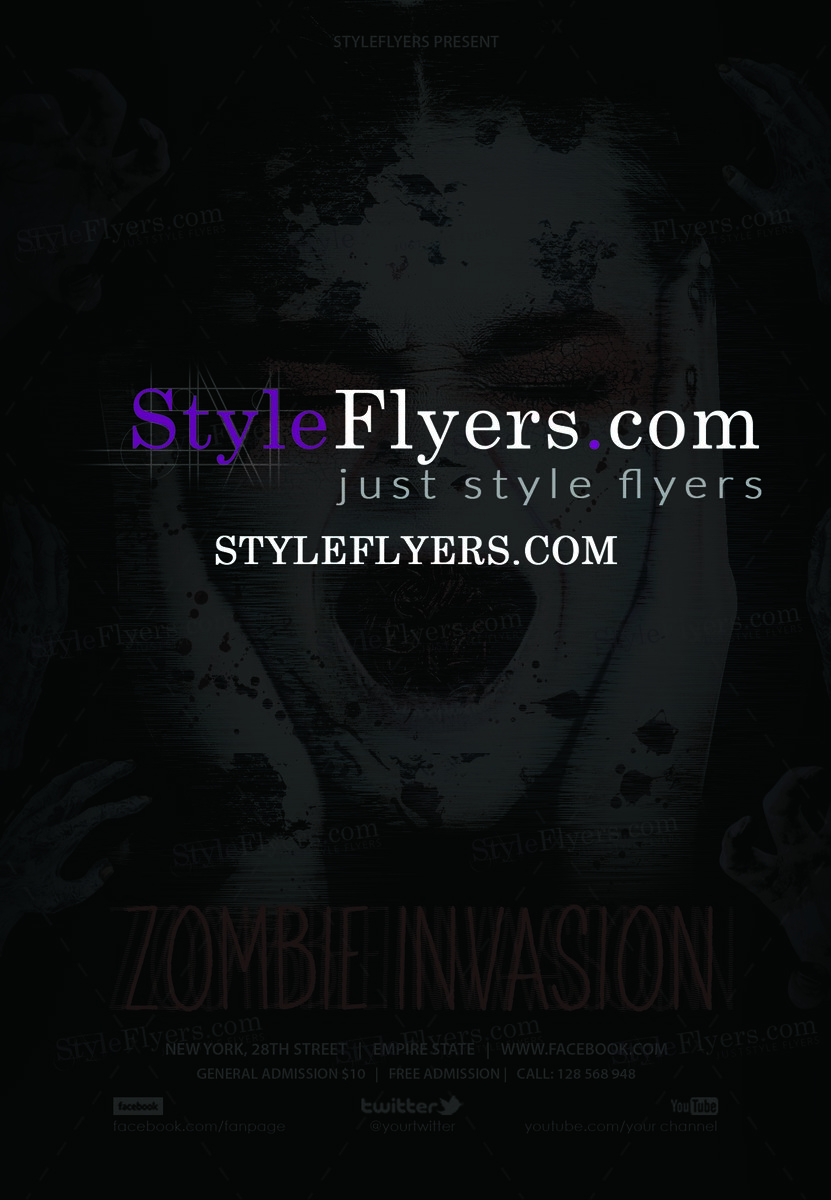 Zombie Invasion PSD Flyer Template