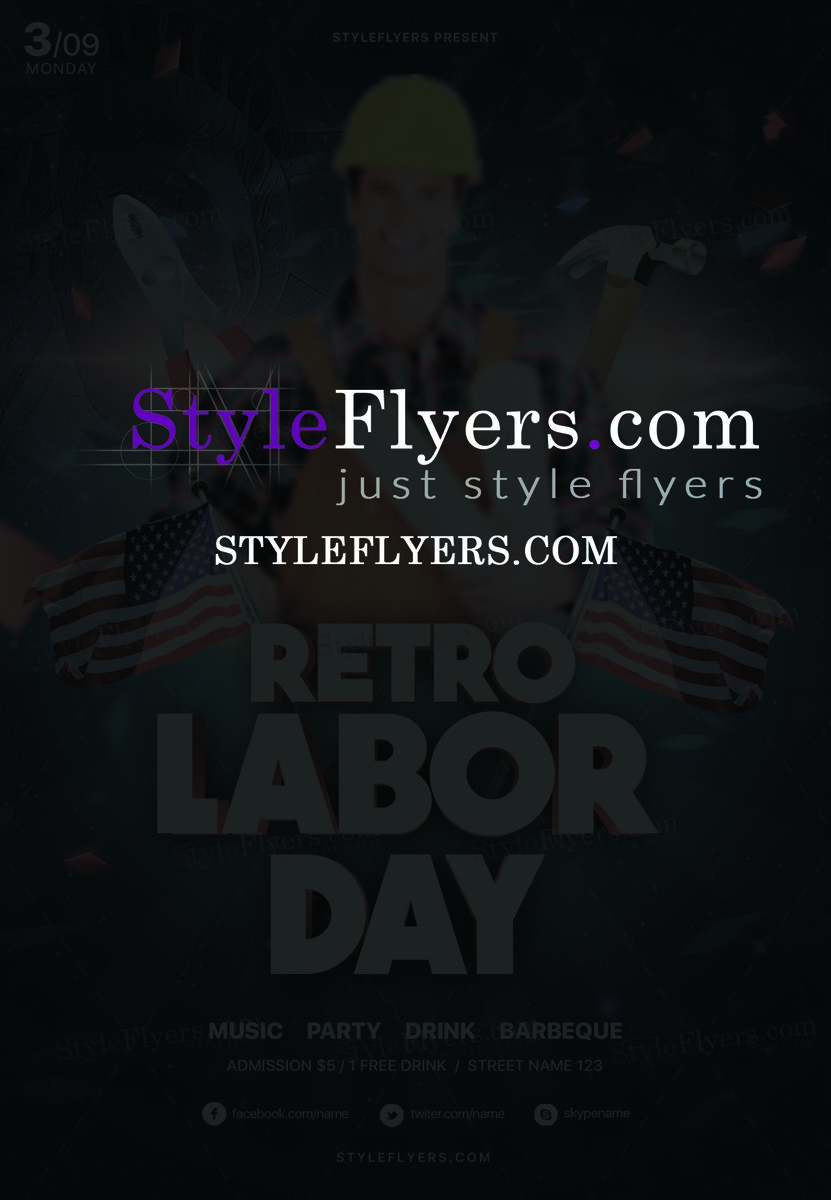 Retro Labor Day PSD Flyer Template