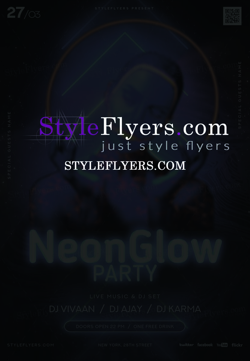 Neon Glow Party PSD Flyer Template