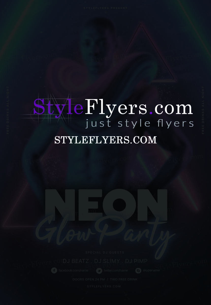 Neon Glow Party PSD Flyer Template