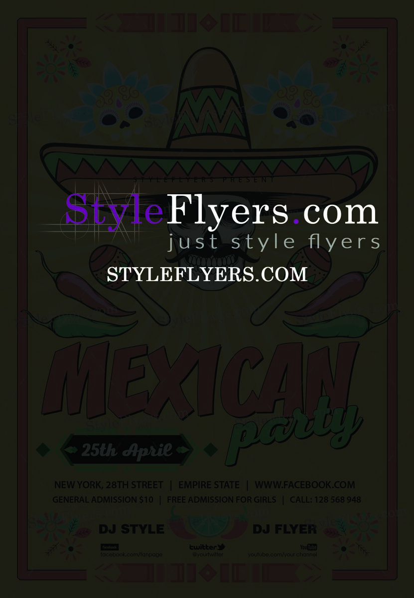 Mexican Party PSD Flyer Template.